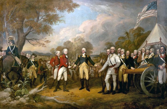 John Trumbull: General Burgoyne kapituliert in Saratoga (1821). 